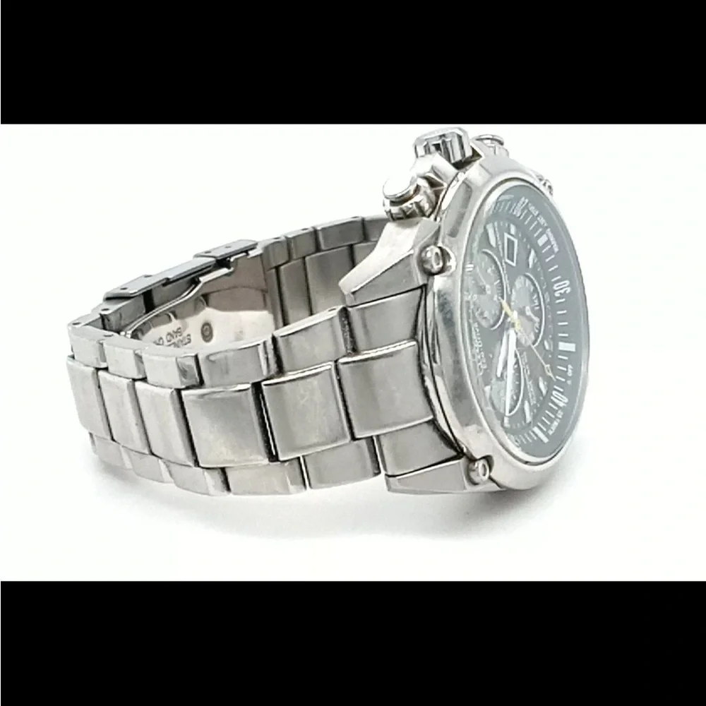 Citizen World Chronograph A-T Mens Chronograph Multi-Function Atomic Time Silver